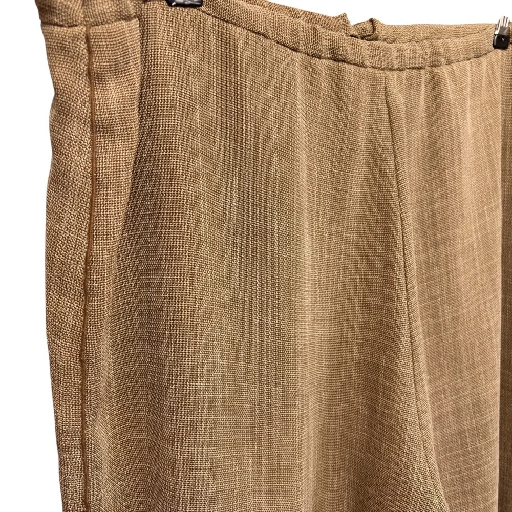 Yansi Fugel‎ Women's Wide Leg Tan Dress Twill Pants Sz 34 Polyester Androgynous